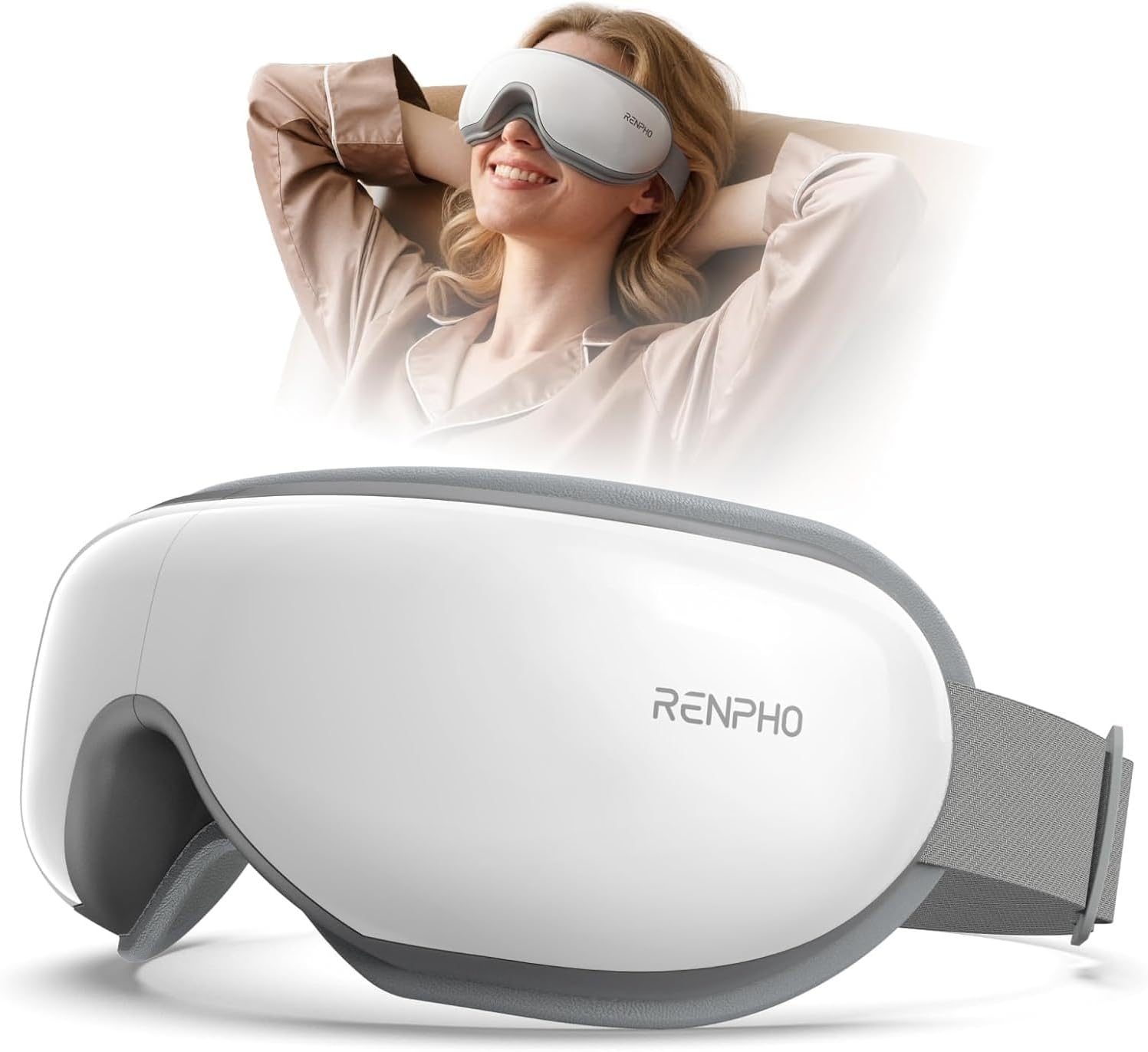 RENPHO Eye Massager with Heat & Bluetooth Music, Heated Eye Massager for Migraine Relief, Dry Eyes, Sleeping Aid, Massage Eye Mask