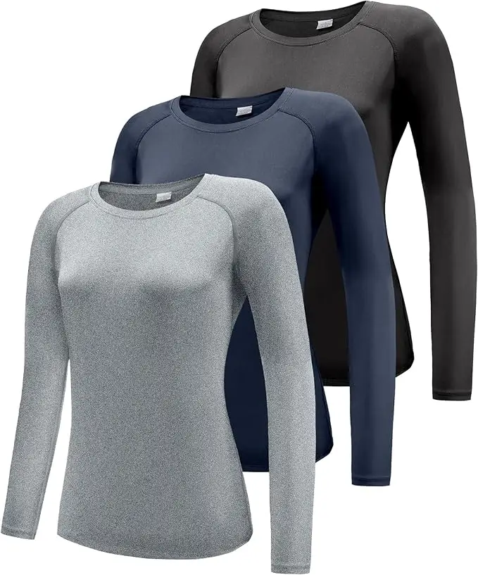 Boyzn Women's 3 Pack Short/Long Sleeve Workout Running Shirts