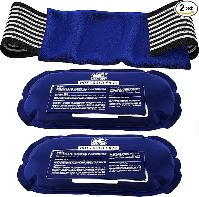 Trekproof Ice Pack (3-Piece Set) Reusable Hot and Cold Therapy Gel Wrap Support Injury Recovery