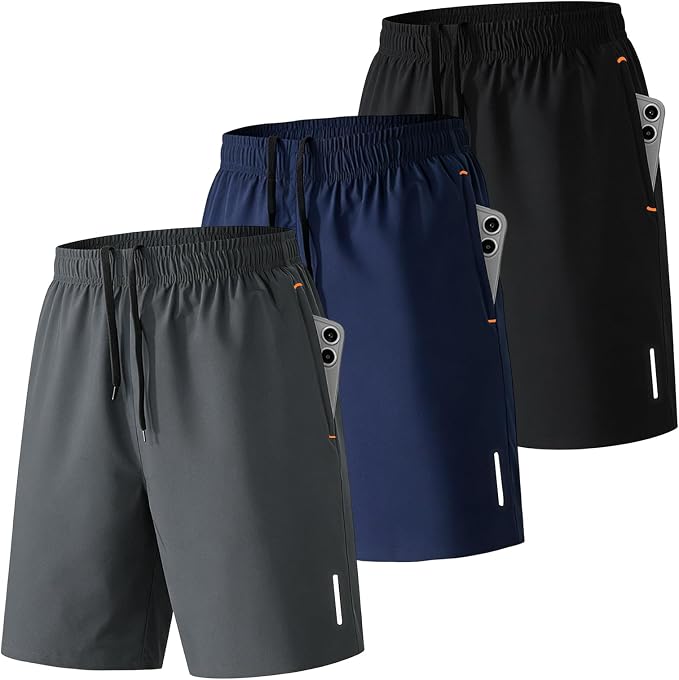 SHAGGA 3 Pack Gym Shorts Men