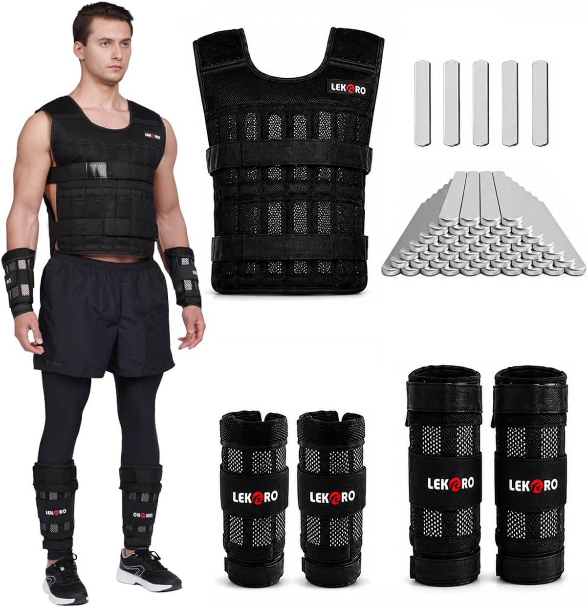 Adjustable Weighted Vest 44LB Workout Weight Vest Training Fitness