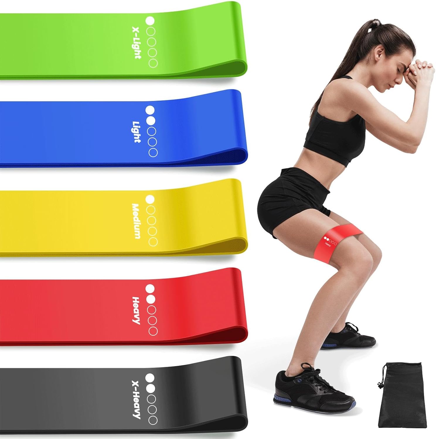Resistance Bands, Set of 5 Skin-Friendly Exercise Band