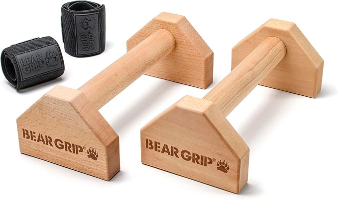 BEAR GRIP Wooden Parallettes Push Up Bars