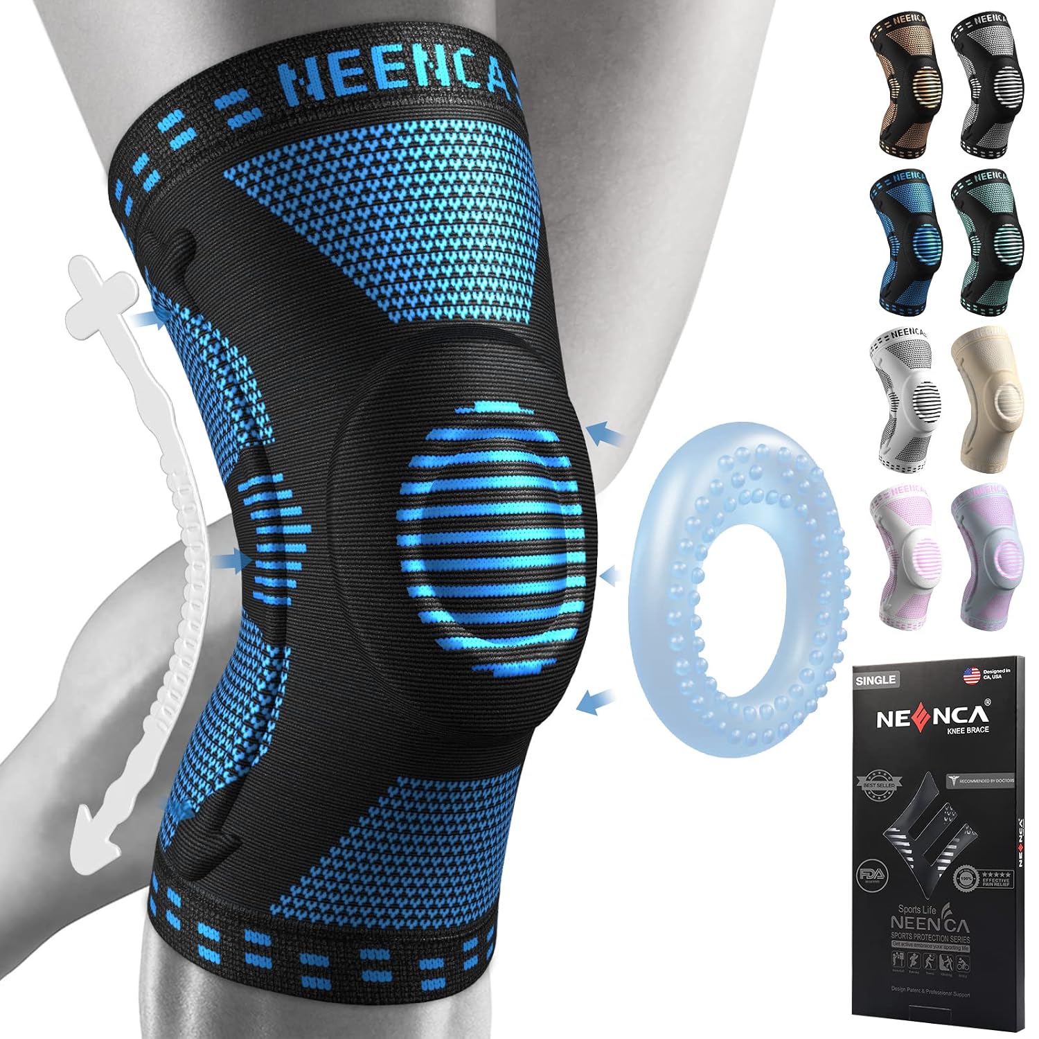 NEENCA Professional Knee Brace,Knee Compression Sleeve Support