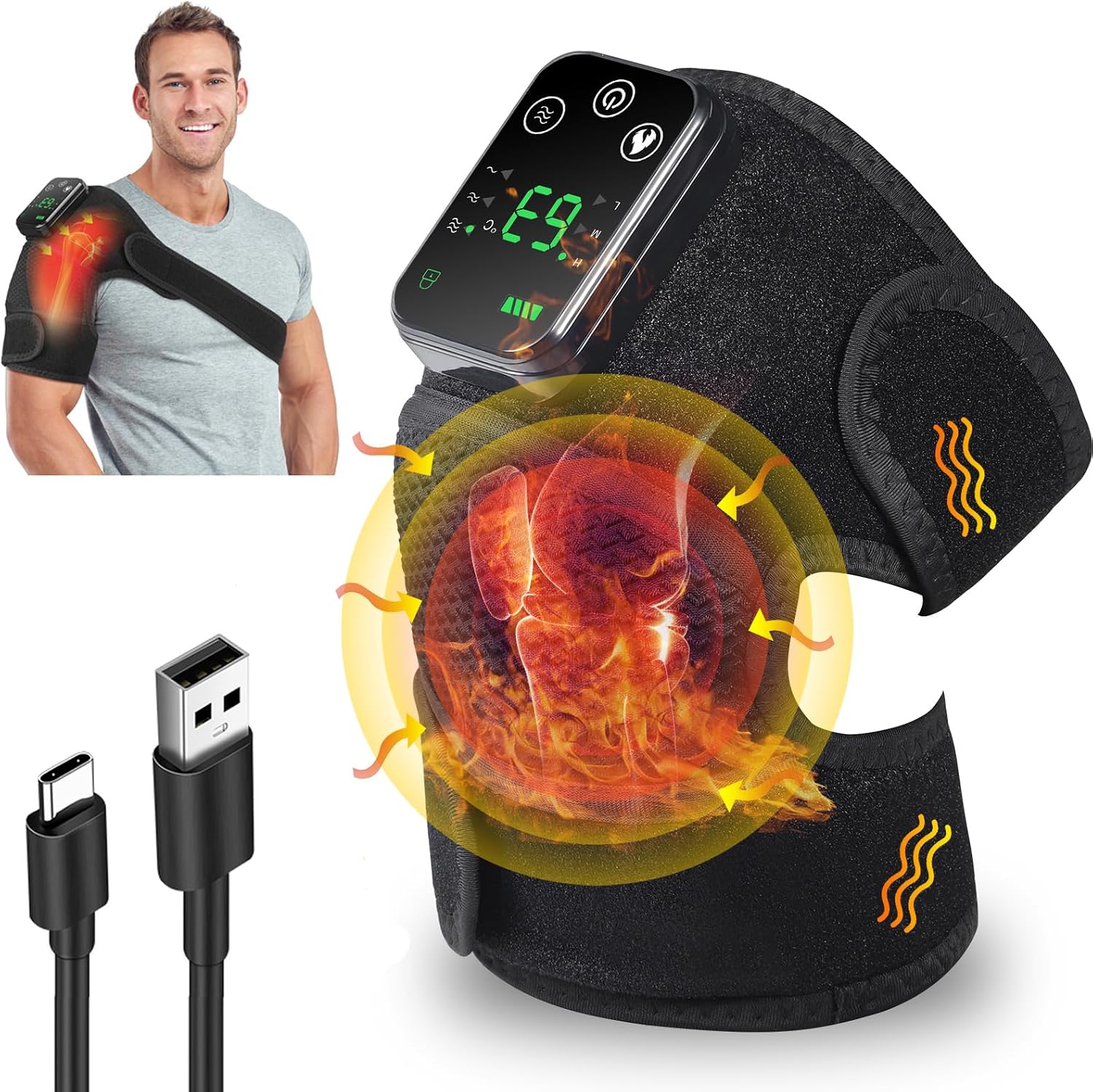 Knee Massager, Cordless Heated Knee Massager,