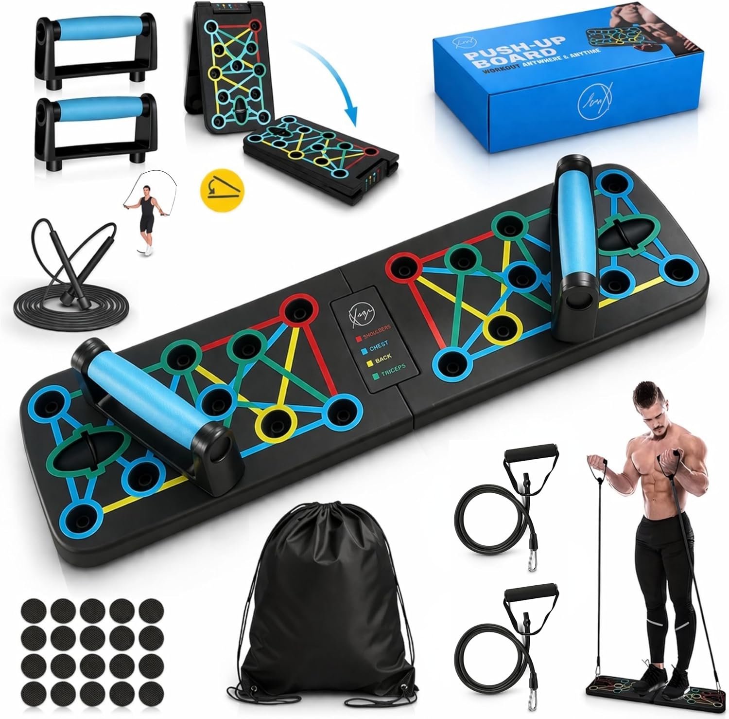 Xuza Push Up Board with Jump Rope