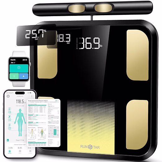 RunStar Scale for Body Weight, 8-Electrode Smart Bathroom Scale